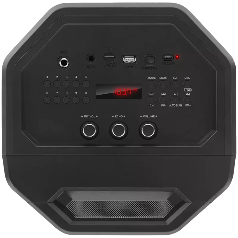 Garsiakalbis SVEN PS-600, juodas (50 W, TWS, Bluetooth, FM, USB, microSD, LED ekranas, 4000 mAh)