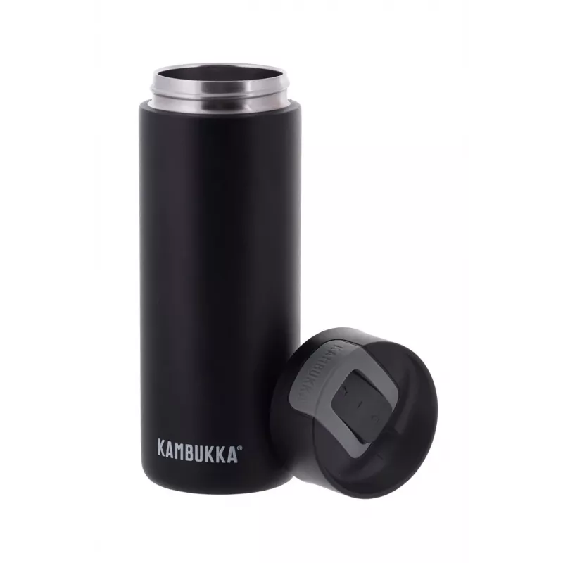 Termo puodelis Kambukka Olympus 500 ml — 18/10 nerūdijantis plienas, vakuuminė izoliacija, juodas, neslystanti apačia