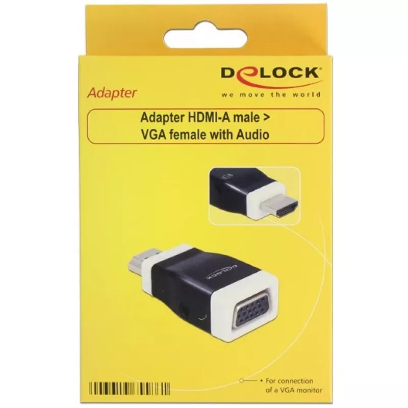 Kabelio jungties adapteris DeLOCK 65586 HDMI-A į VGA juoda balta