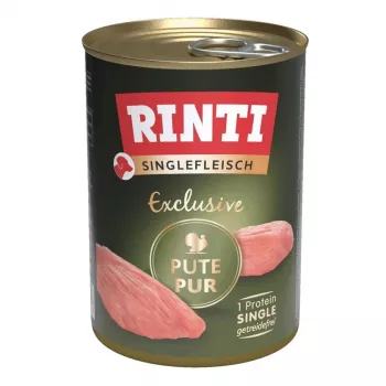 Šlapias šunų ėdalas RINTI Singlefleisch Exclusive Turkey 400 g — vieno baltymo, suaugusiems, pilnavertis pašaras