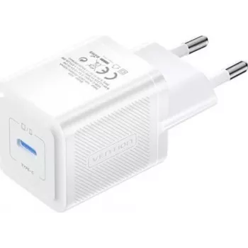 Vention mobilusis įkroviklis FEPW0-EU — 20W USB-C kintamosios srovės vidaus įkroviklis išmaniesiems telefonams, planšetėms, išmaniesiems laikrodžiams, ausinėms, balta