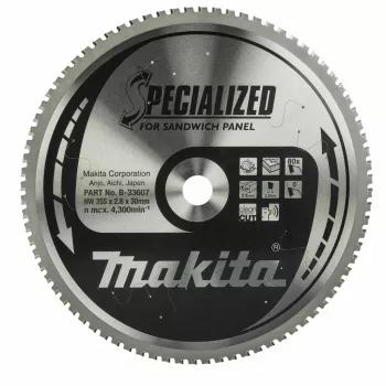 MAKITA DISKINIS PJŪKLO DISKAS 355x30x80Z SPECIALŪS SUMUŠTINIAI SKYDŲ PANELIAI