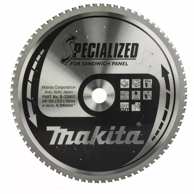 MAKITA DISKINIS PJŪKLO DISKAS 355x30x80Z SPECIALŪS SUMUŠTINIAI SKYDŲ PANELIAI
