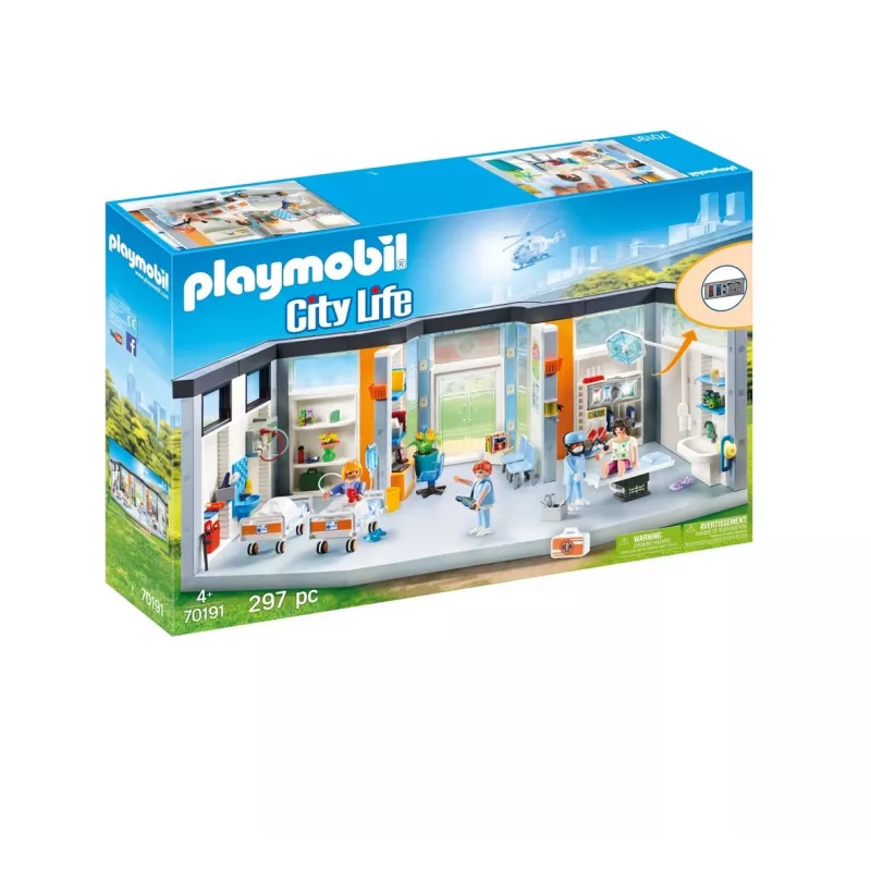 Žaislinė figūrėlė Playmobil 70191 Įrengtas ligoninės korpusas, 297 dalys