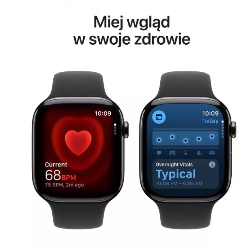 Išmanusis laikrodis „Apple Watch Series 11“ GPS + Cellular 46 mm, tamsiai pilkas titano korpusas, juodas sportinis dirželis M/L