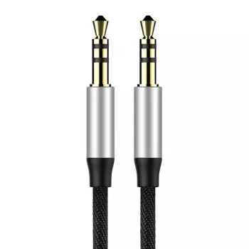 Baseus Yiven garso laidas 3,5 mm kištukas M30 1,5 m sidabrinis + juodas