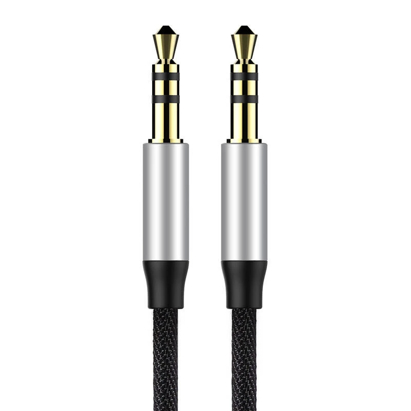 Baseus Yiven garso laidas 3,5 mm kištukas M30 1,5 m sidabrinis + juodas