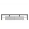 TV staliukas Cama Meble TORO 200 — 2000×350×410 mm, pilka viršutinė plokštė iš medžio drožlių plokštės, pilkas/baltas blizgesys