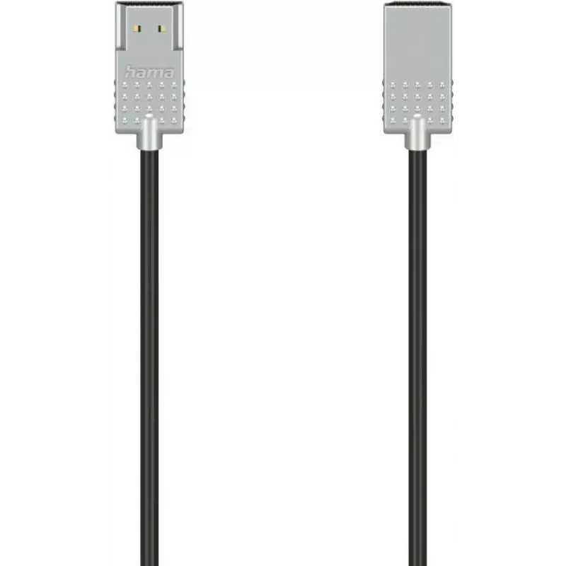 Hama Ultra-plonas HDMI laidas 1 m HDMI Type A (Standard) Juoda, Sidabrinė