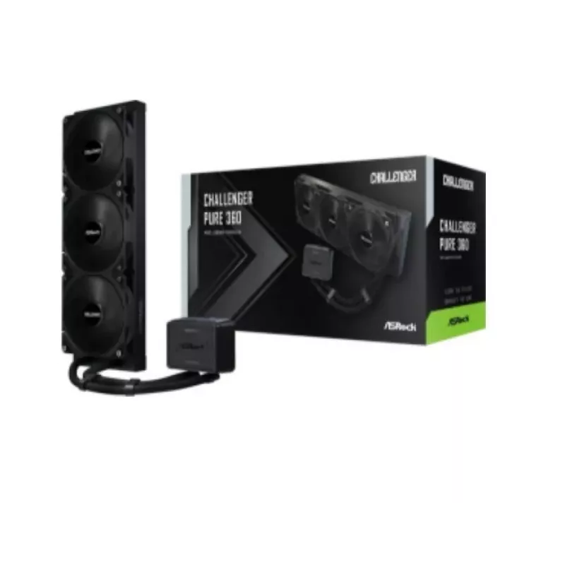 Skysčio CPU aušintuvas ASROCK Challenger Pure 360 Juoda — 360 mm radiatorius, uždaro ciklo AIO