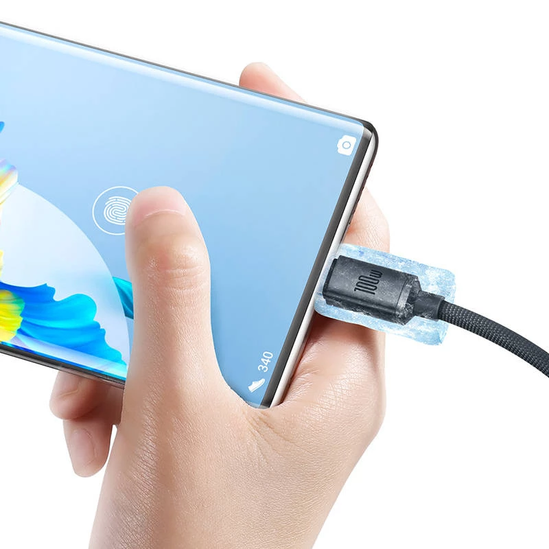 Baseus Crystal Shine laidas USB į USB-C, 100 W, 2 m (juodas)