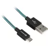USB 2.0 laidas, USB-A kištukas > Micro-USB kištukas (juodas/šviesiai mėlynas, 3 metrai, apvalkalas)