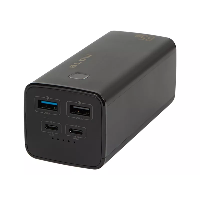 Nešiojama išorinė baterija BLOW PB20G 20000 mAh PD 65 W, USB-C įvestis / išvestis, 2 × USB-A išvestys, juoda