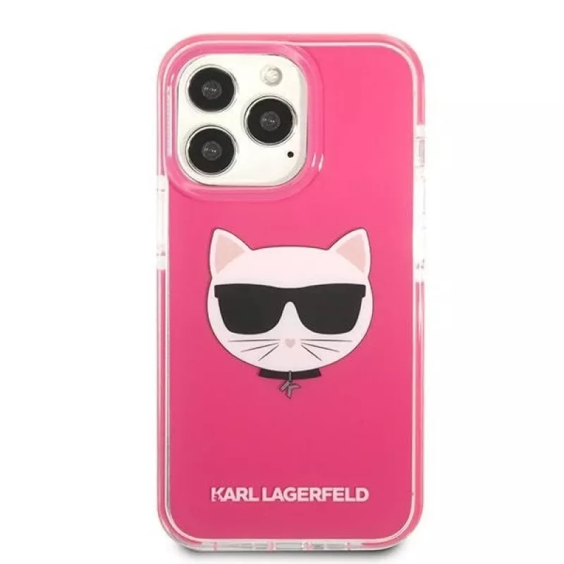 Karl Lagerfeld KLHCP13XTPECPI Iphone 13 Pro Max 6.7 kietas dėklas Fuchsia/FUSCHIA Choupette Head