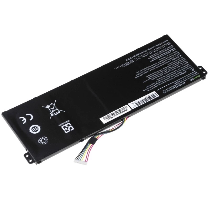 Baterija Green Cell AC52, skirta Acer Aspire E11 ES1-111M ES1-131 E15 ES1-512 Chromebook CB3-111 CB5-311, 11,4 V 2200 mAh ličio jonų, 3 elementai, juoda