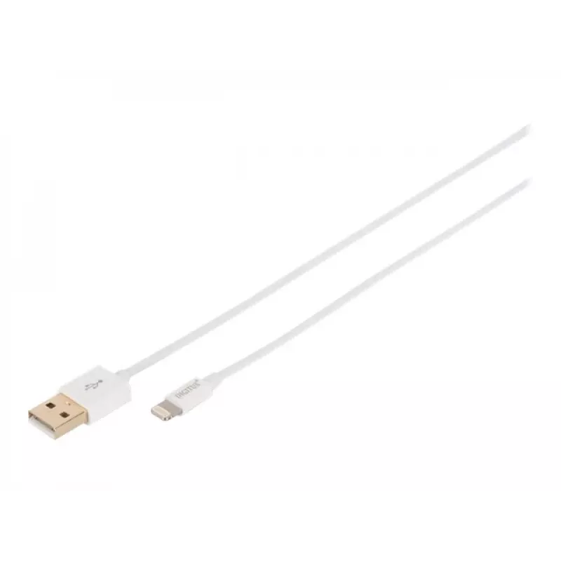 DIGITUS - Lightning kabelis - Lightning (M) į USB (M) - 1,0 m - Dviguba izoliacija - Baltas - Lietas - skirta Apple iPad/iPhone/iPod (Lightning) (DB-600106-010-W)