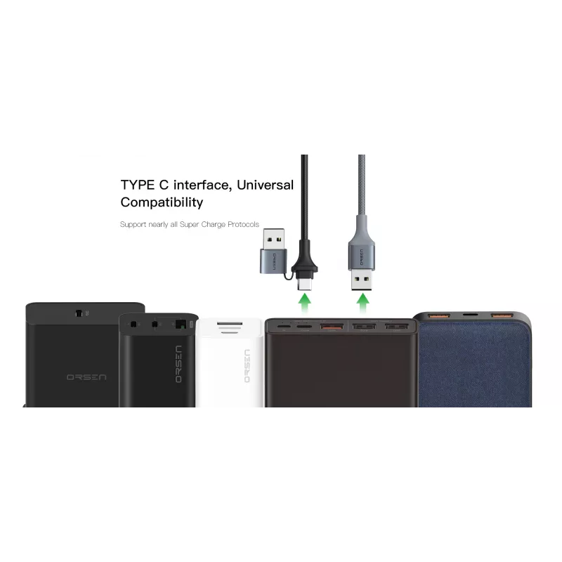 USB Type-C 2-in-1 laidas Orsen S8, 5A, 1,5 m (greitas įkrovimas / duomenys)