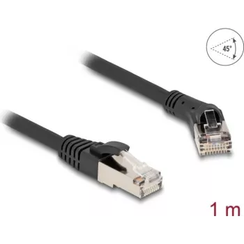 Tinklo kabelis DeLOCK RJ45 Cat.8.1 S/FTP 45° dešinėje 1 m juodas