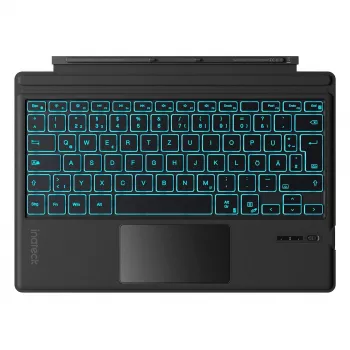 Inateck QWERTZ Bluetooth klaviatūra KB02027 — juoda, jutiklinė dalis, įmontuota 500 mAh baterija, Bluetooth, skirta Surface Pro serijai