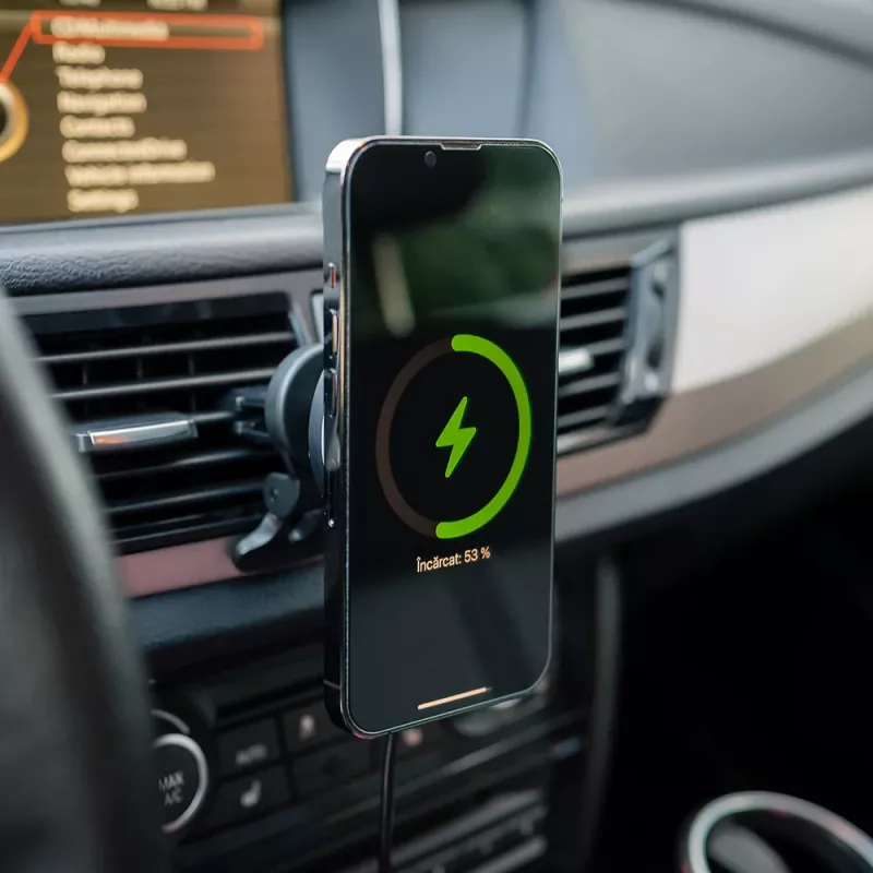 Belaidis automobilinis įkroviklis Tellur TLL151431, suderinamas su MagSafe, 15 W, juodas, išmaniesiems telefonams