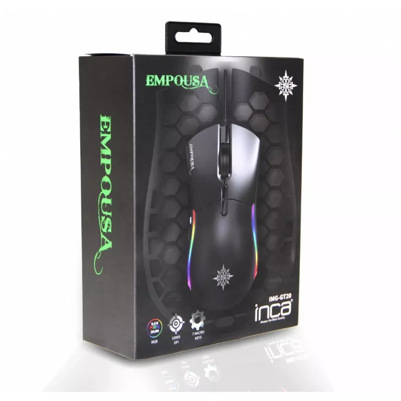 INCA Gaming Mouse IMG-GT20 10000 DPI. RGB. 7 mygtukai. USB. SW mažmena