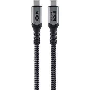 Goobay USB-C laidas su pintu apvalkalu, USB4, 240 W, 40 Gbit/s, Power Delivery, 1,5 m (1,50 m, USB 4.0, 240 W), USB laidas
