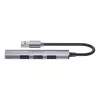 USB šakotuvas Unitek H1208A — 4 prievadai (1 × USB 3.2 Gen 1 Type-A, 3 × USB 2.0), aliuminio korpusas, pilka, 0,20 m laidas
