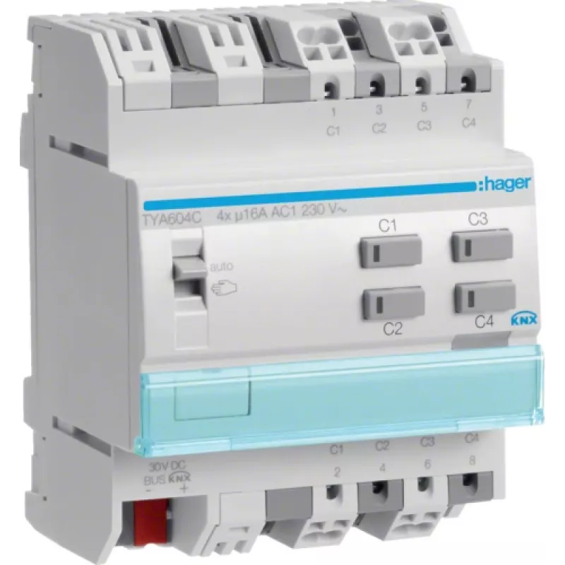 KNX jungiklio / žaliuzių pavaros modulis 4 krypčių 16A TYA604C (TYA604C)