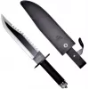 Fiksuotas išgyvenimo peilis cinema classic CC-H2 — 400 mm bendras ilgis, 250 mm plieninė geležtė, lygi ir dantyta, juoda rankena, su odinėmis makštimis