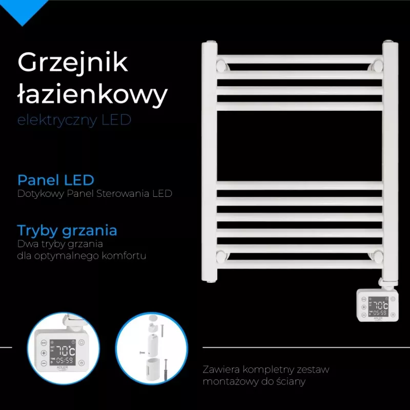LED elektrinis vonios radiatorius | AD 7823 | Radiatorius | 400 W | Balta | IP24