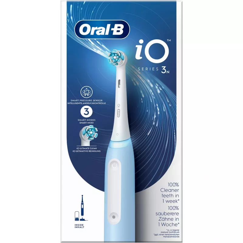 Oral-B Braun iO Series 3N suaugusiųjų vibracinis dantų šepetėlis, šviesiai mėlynas, baltas