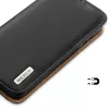 Dux Ducis Dux Ducis Hivo odinis dėklas su atvartu natūralios odos piniginė kortelėms ir dokumentams Samsung Galaxy S22+ (S22 Plus) juoda