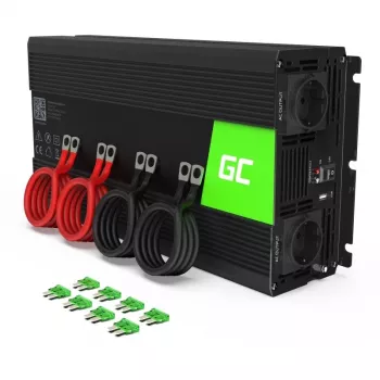 Maitinimo keitiklis Green Cell INV12 3000 W 12 V į 230 V, 50 Hz, 1 USB, aktyvus aušinimas, juodas