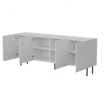 Komoda Cama LUCCA 4D, 200x40x80 cm, balta, medžio drožlių plokštė, 16 mm rėmas