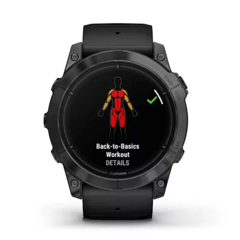 Išmanusis laikrodis GARMIN epix Pro (Gen 2) — 1,4 colio AMOLED 454×454, 32 GB, GPS, Wi‑Fi, Bluetooth, 51 mm korpusas, 98 g, juodas silikonas