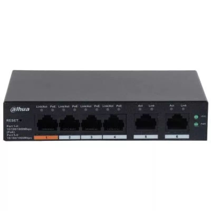 Dahua Technology DH-CS4006-4GT-60 tinklo komutatorius Valdomas L2 Gigabit Ethernet (10/100/1000) Power over Ethernet (PoE) Juoda