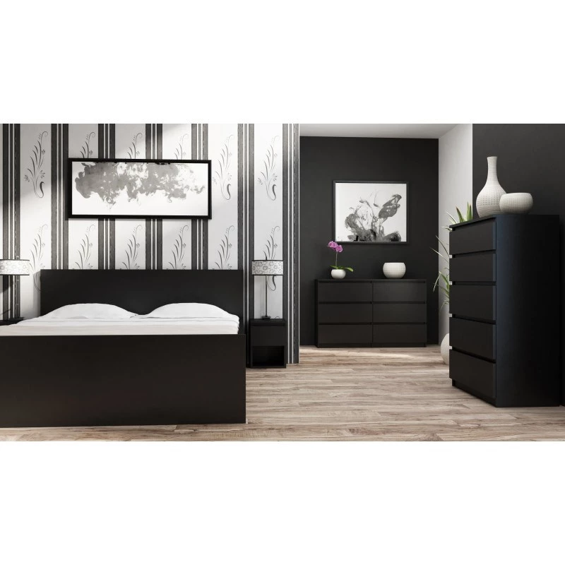 Komoda Top e Shop M5 CZERŃ, 5 stalčiai, juoda, 700×400×1120 mm, medžio drožlių plokštė