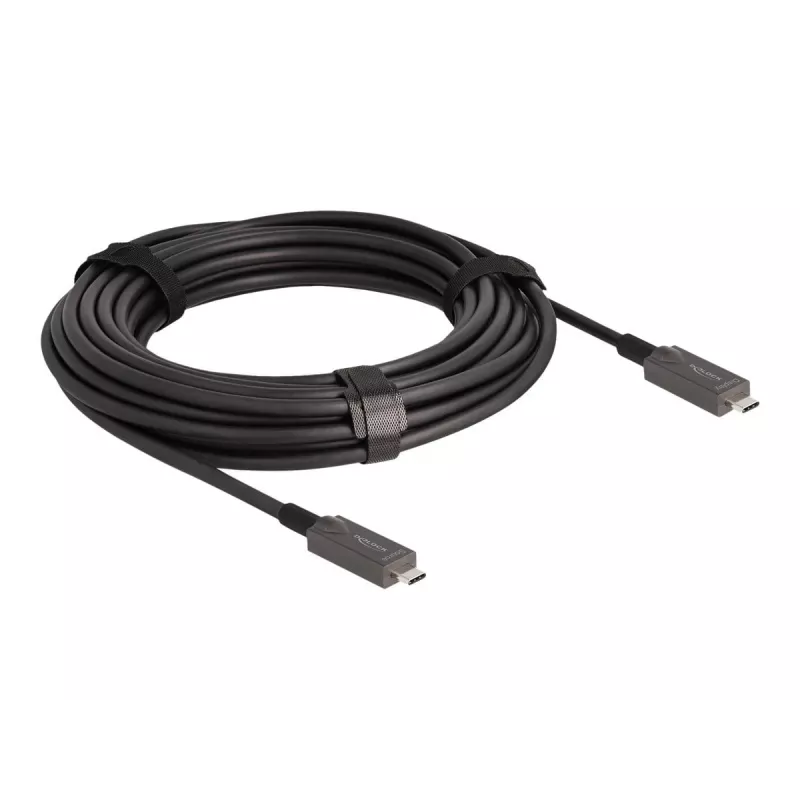 DeLOCK Active Optical USB-C Video + Data + PD kabelis 10 m Juoda