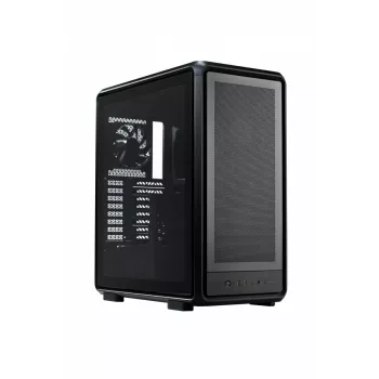 PC Midi Tower Cooler Master MasterFrame 500 Mesh — juoda su permatomu šonu, palaiko ATX/EATX, 2x200 mm priekyje, 1x120 mm gale