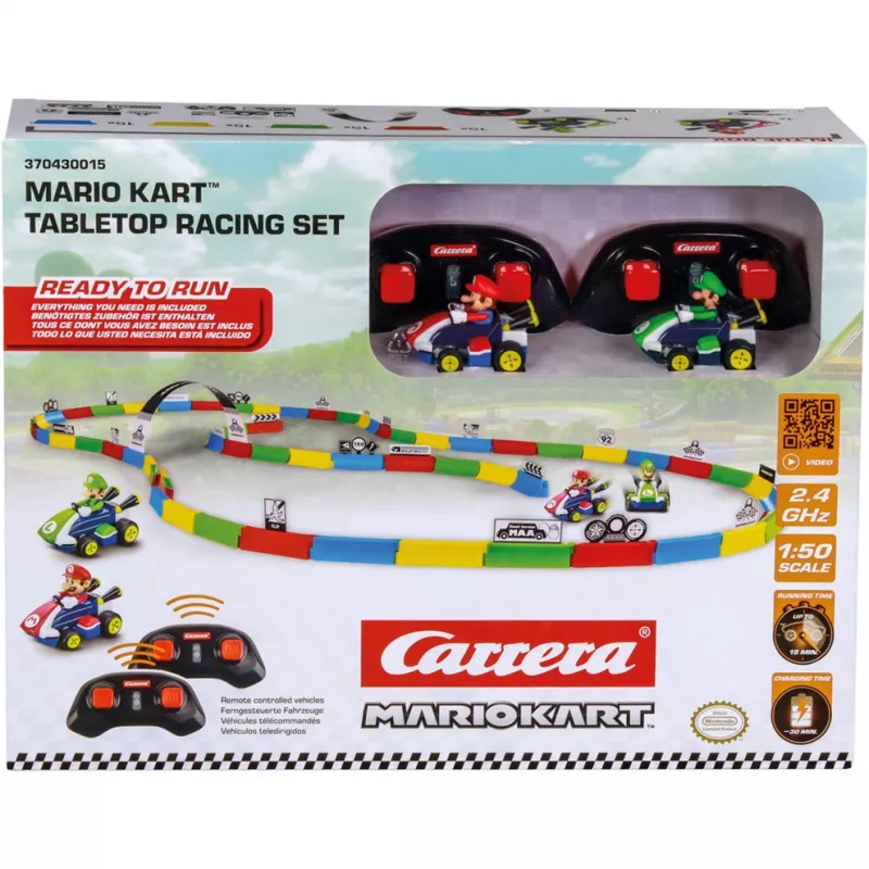 CARRERA RC stalo lenktynių Mario rinkinys 370430015 – 2,4 GHz stalo RC Mario ir Luigi