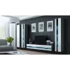 TV staliukas Cama Meble VIGO NEW 30/140/40 — 1400×400×300 mm, pilkas viršus, medžio drožlių plokštė, pilkas rėmas, balti blizgūs fasadai