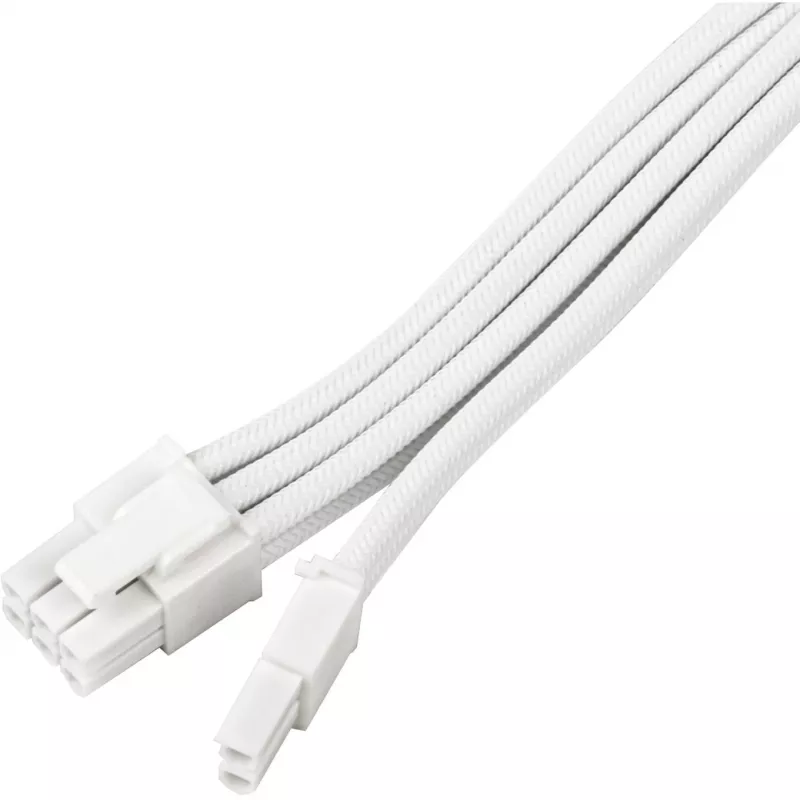 Maitinimo šaltinio prailginimo kabelis SidabrinėSTONE PCIe 8‑pin SST-PP07E-PCI8W-V2 30 cm baltas