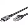 Ethernet-kabelis USB-C 3.2 Gen2 Plug > RJ-45 Plug, LAN-Adapter Juoda/Sidabrinė, 1,5 Meter, braided textile jacket