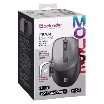 Belaidė pelė Defender Silent Click Feam pilka 52298