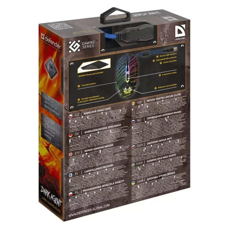 Pelė Defender DARK AGENT GM-590L USB Type-A
