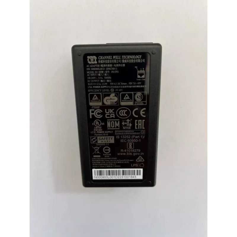 PoE adapteris Cambium Networks N000900L001D — Gigabit Ethernet, 30 V PoE, 15 W išvestis, 90–264 V kintamosios srovės įvestis
