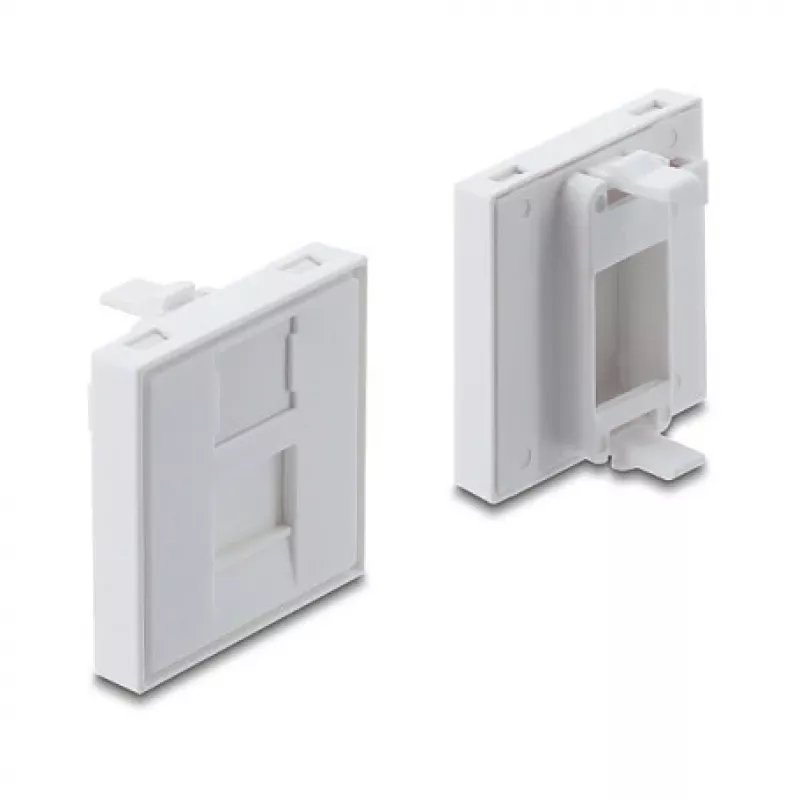 Įsegamas 45×45 mm Keystone modulio dangtelis DELOCK Easy 45 1 prievadui, ABS, baltas, su dulkių dangteliu