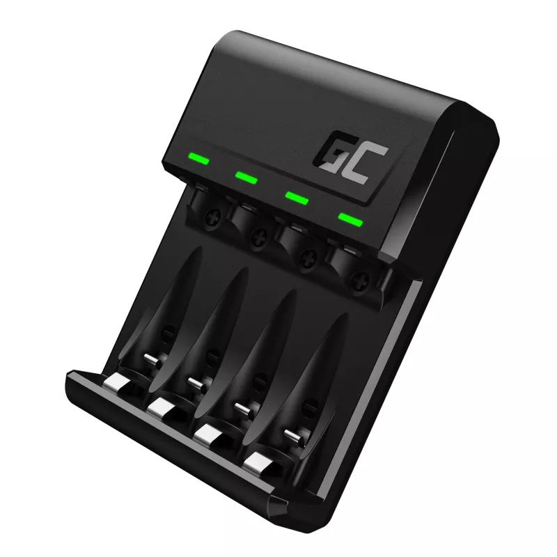 Baterijų įkroviklis Green Cell GC VitalCharger USB, 4 lizdų, AA/AAA, maitinamas USB, juodas