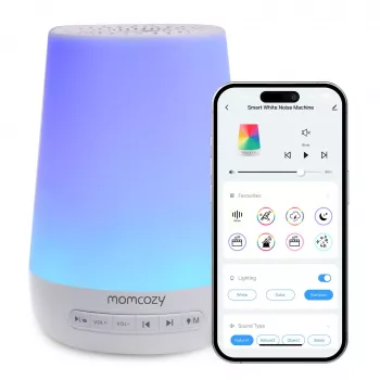 Momcozy WN02 LED naktinė lemputė su baltu triukšmu, Wi-Fi, Alexa, USB-C