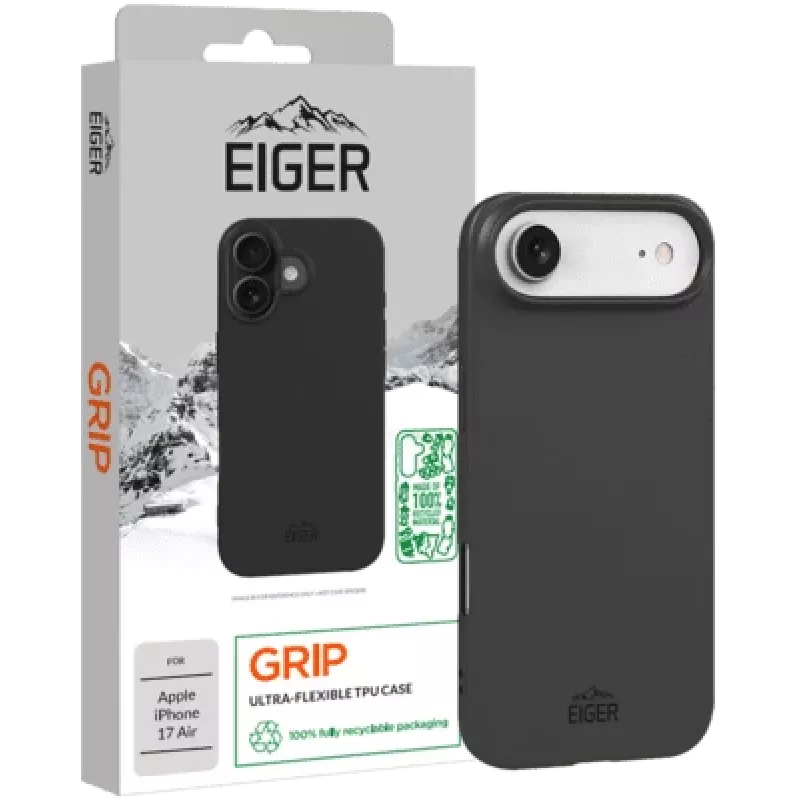 Apsauginis dėklas su sukibimu Eiger, skirtas iPhone 17 Air – juodas, lengvas patvarus apvalkalas
